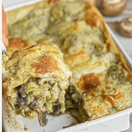 Lasaña cremosa con champiñones
